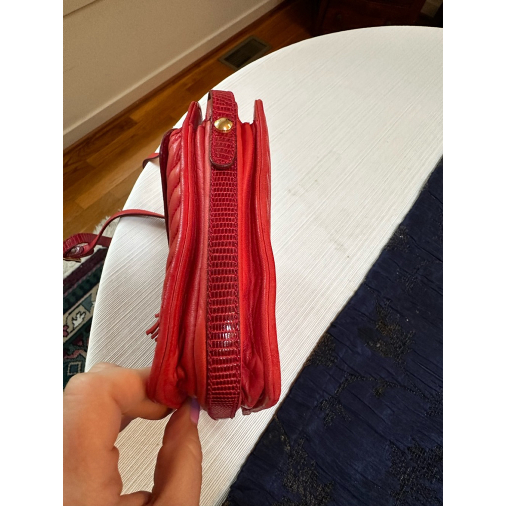 Bally Red Leather & Lizard Crossbody Bag - Picture 7 of 16